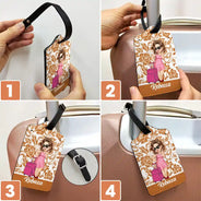 Étiquette de bagage personnalisée à motif floral pour amoureux du voyage