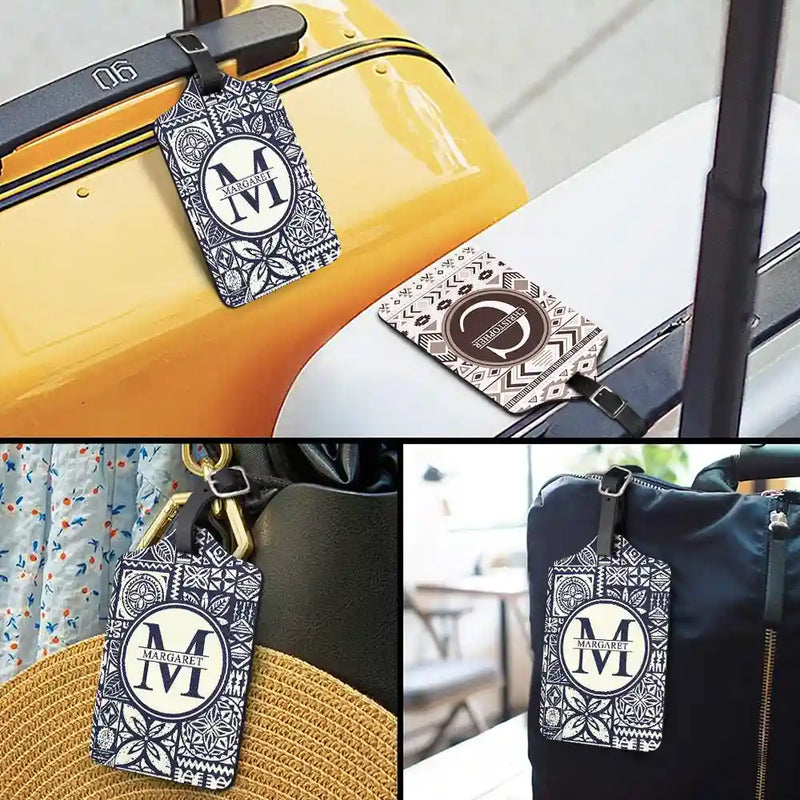 Monogram Name Tribal Pattern - Personalized Luggage Tag