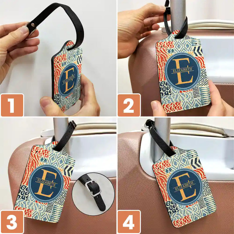 Monogram Name Tribal Pattern - Personalized Luggage Tag