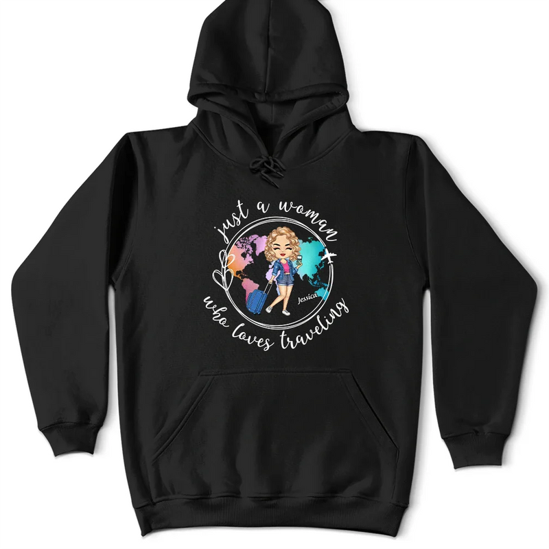 Just A Girl Boy Loves Traveling World Map - Personalized T Shirt