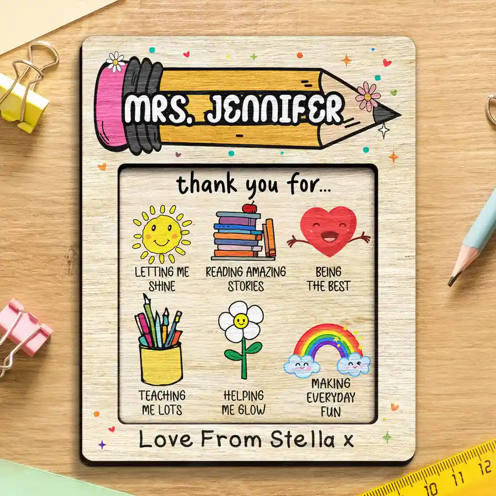 Thank You For Being The Best Teacher - Personalized Sticky Note Pad Holder