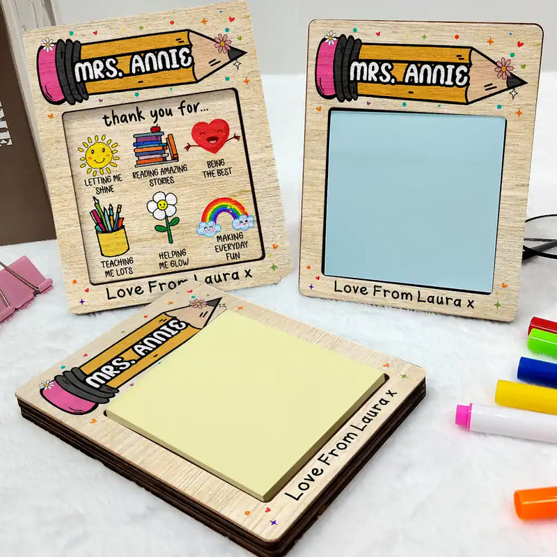 Thank You For Being The Best Teacher - Personalized Sticky Note Pad Holder