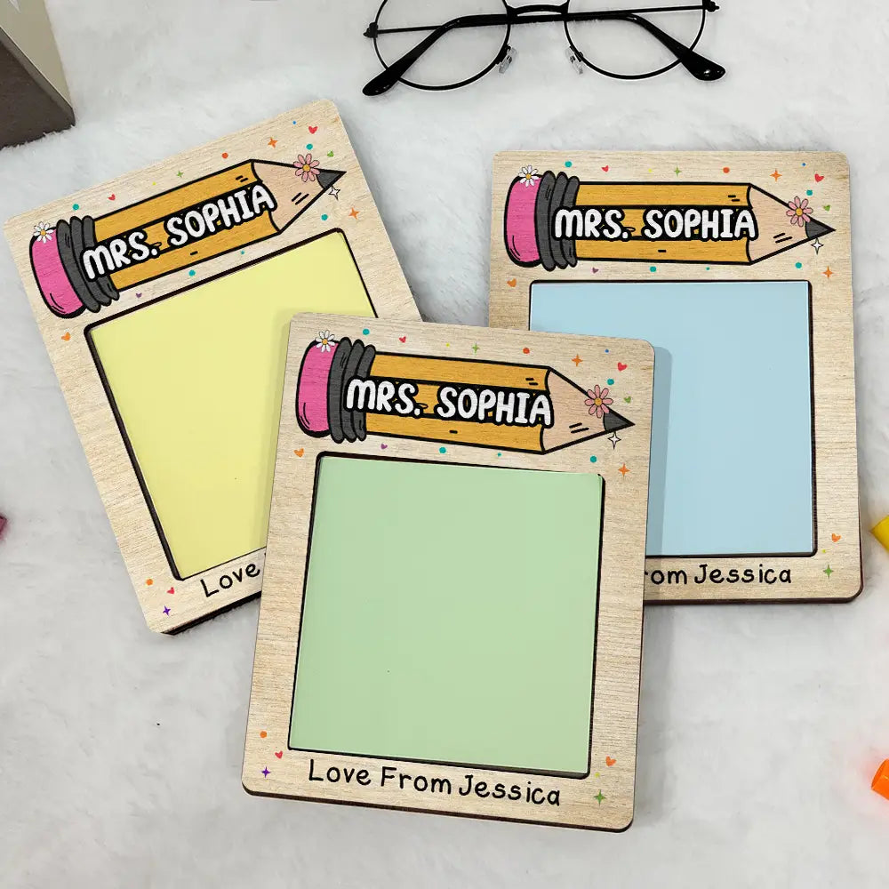 Thank You For Being The Best Teacher - Personalized Sticky Note Pad Holder