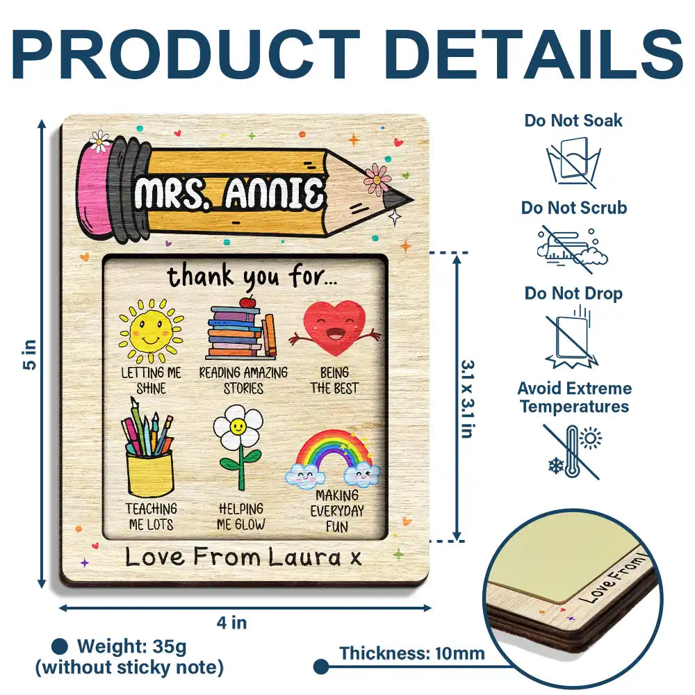 Thank You For Being The Best Teacher - Personalized Sticky Note Pad Holder