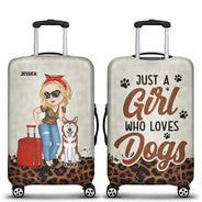 Just A Girl Who Loves Dogs Leopard Pattern - Personalized Luggage Cover