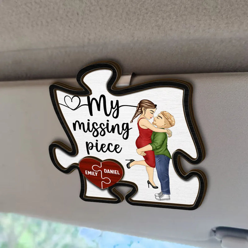 Couple My Missing Piece - Clip de pare-soleil de voiture personnalisé