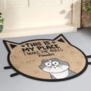 Funny Cartoon Cats We Make The Rules - Personalized Custom Shaped Doormat