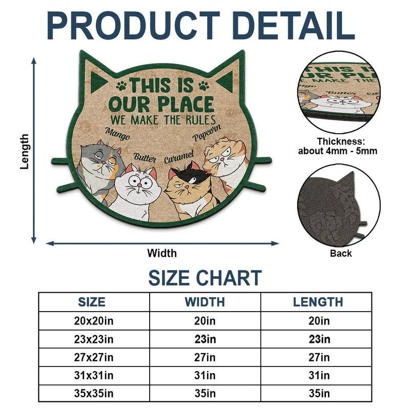 Funny Cartoon Cats We Make The Rules - Personalized Custom Shaped Doormat