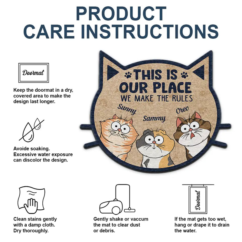 Funny Cartoon Cats We Make The Rules - Personalized Custom Shaped Doormat