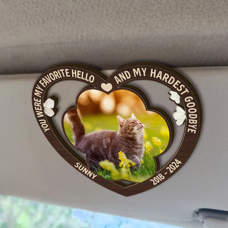 Custom Photo Memorial You Were My Favorite Hello And My Hardest Goodbye - Personalized Custom Shaped Car Visor Clip