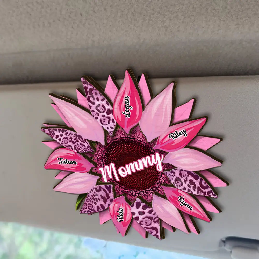 Nana, Mom, Auntie Family Sunflower - Personalized Custom Shaped Car Visor Clip
