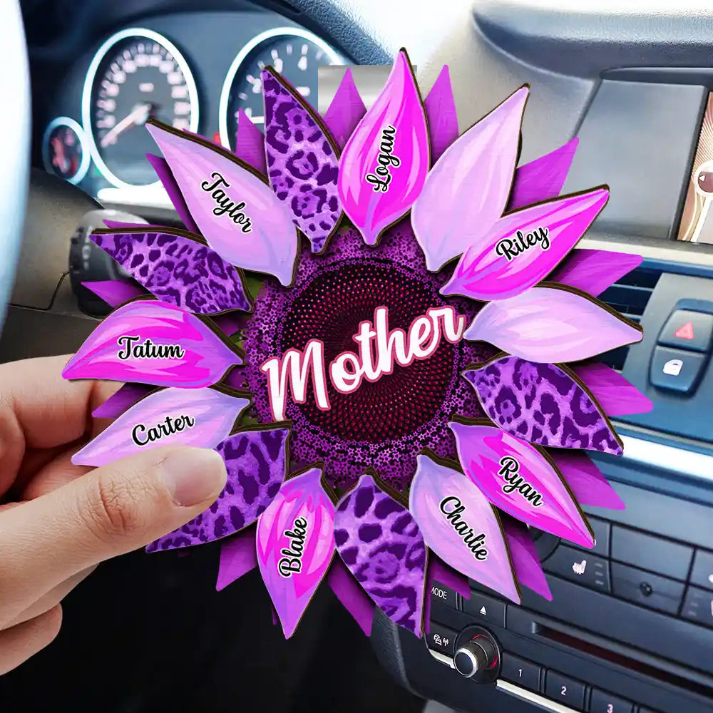 Nana, Mom, Auntie Family Sunflower - Personalized Custom Shaped Car Visor Clip