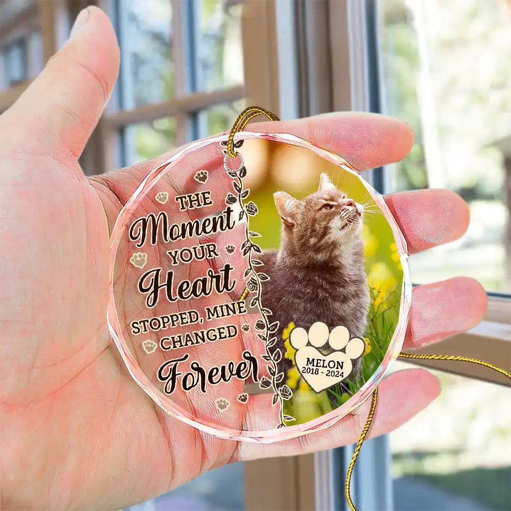 Custom Photo Memorial Christmas Forever In My Heart - Personalized Circle Glass Ornament