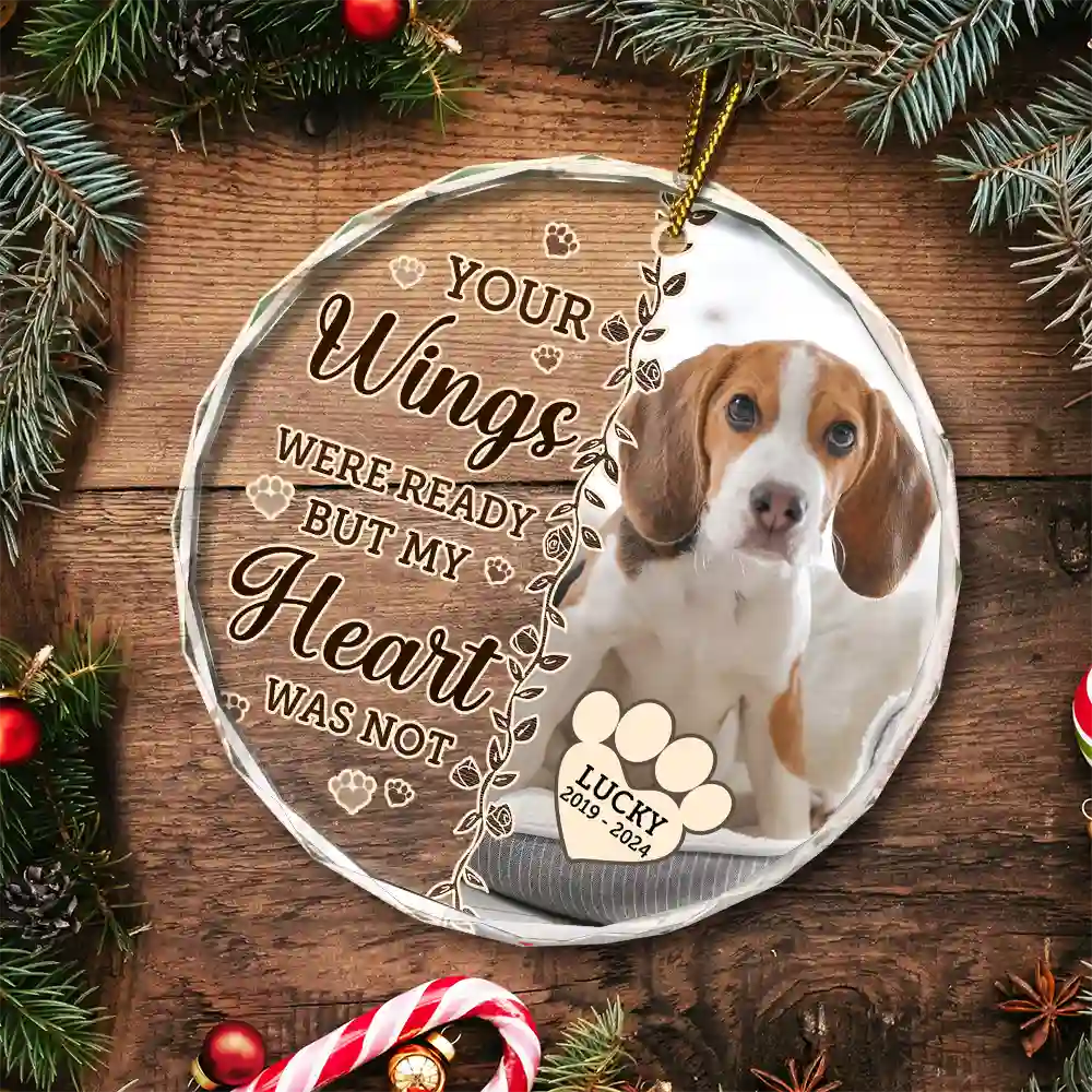 Custom Photo Memorial Christmas Forever In My Heart - Personalized Circle Glass Ornament