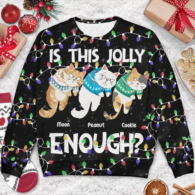 Hanging Cats Is This Jolly Enough - Personalized Unisex Ugly Sweater