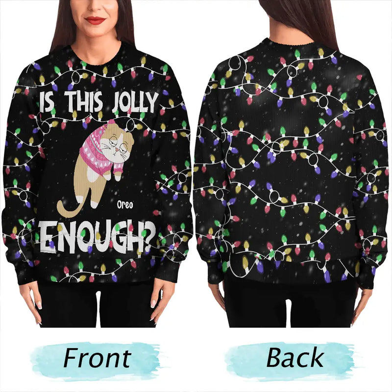 Hanging Cats Is This Jolly Enough - Personalized Unisex Ugly Sweater