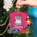 Christmas Cat Scratching Sofa - Personalized Custom Shaped Acrylic Ornament