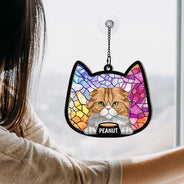 Stained Glass Cat - Personalized Window Hanging Suncatcher Ornament