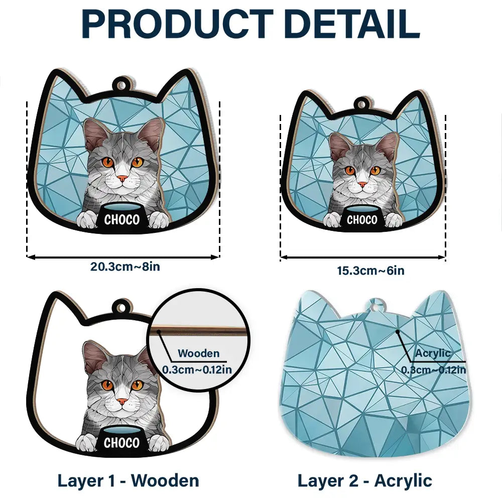 Stained Glass Cat - Personalized Window Hanging Suncatcher Ornament