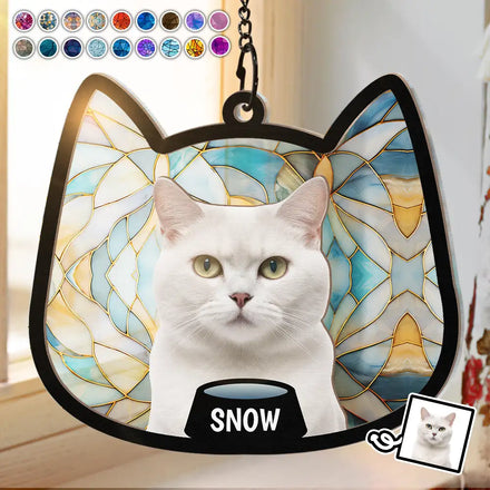 Custom Photo Cute Cat - Personalized Window Hanging Suncatcher Ornament
