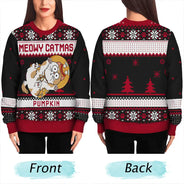 Meowy Catmas Funny Cats Showing Tummy - Personalized Unisex Ugly Sweater