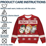 Meowy Catmas Funny Cats Showing Tummy - Personalized Unisex Ugly Sweater