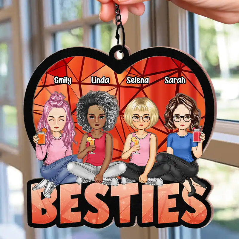 We Are Besties Sisters Forever - Personalized Window Hanging Suncatcher Ornament
