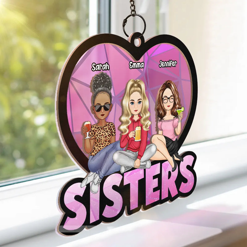 We Are Besties Sisters Forever - Personalized Window Hanging Suncatcher Ornament