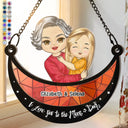 Grand-parent étreignant son petit-enfant - Ornement attrape-soleil personnalisé à suspendre à la fenêtre 