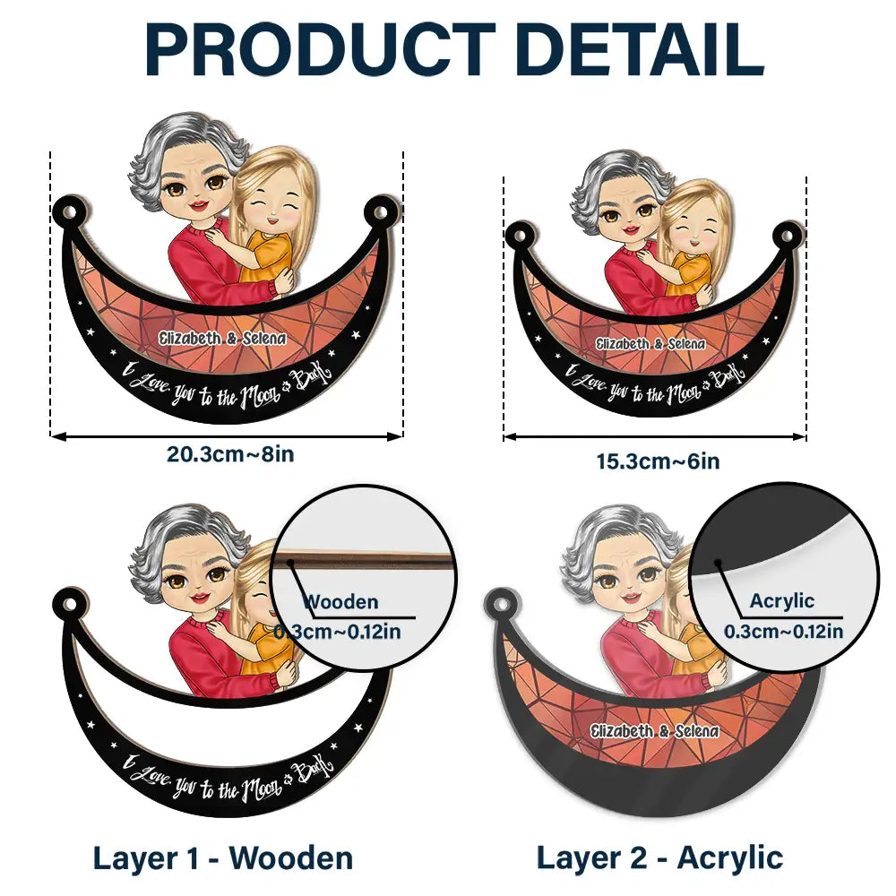 Grand-parent étreignant son petit-enfant - Ornement attrape-soleil personnalisé à suspendre à la fenêtre 