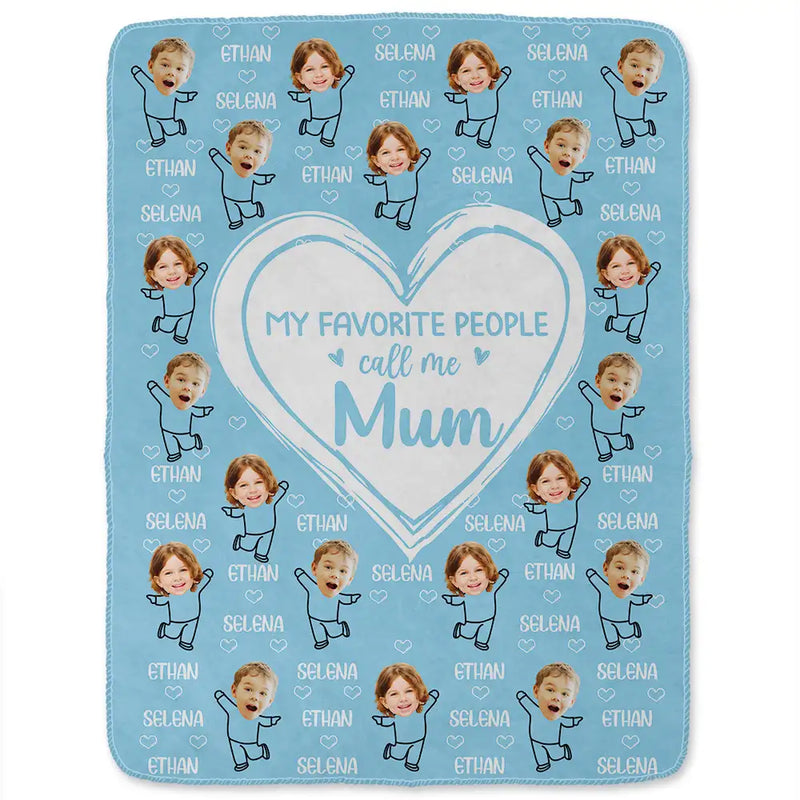 Custom Photo Funny Kid Faces For Grandma, Mom - Personalized Fleece Blanket, Sherpa Blanket