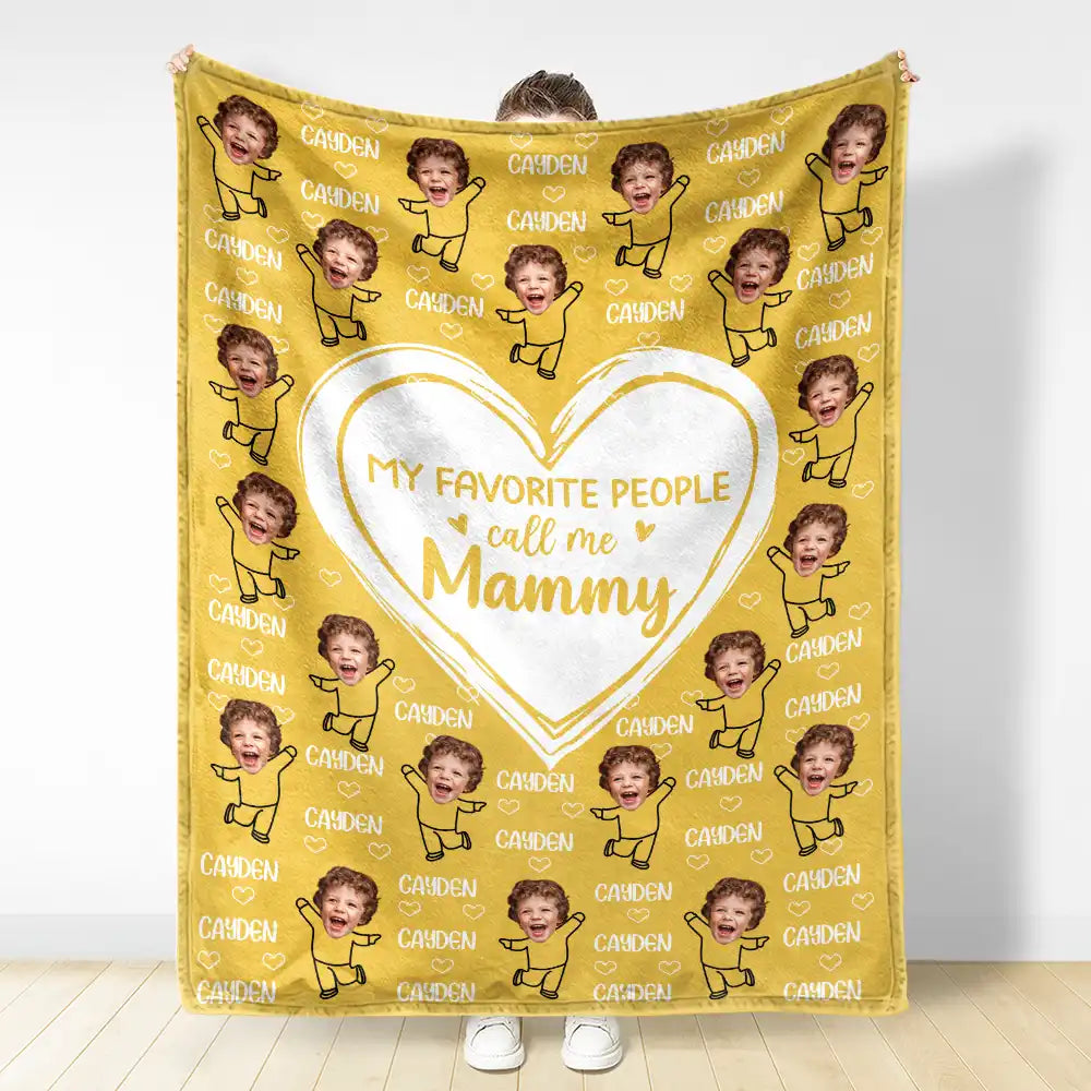 Custom Photo Funny Kid Faces For Grandma, Mom - Personalized Fleece Blanket, Sherpa Blanket