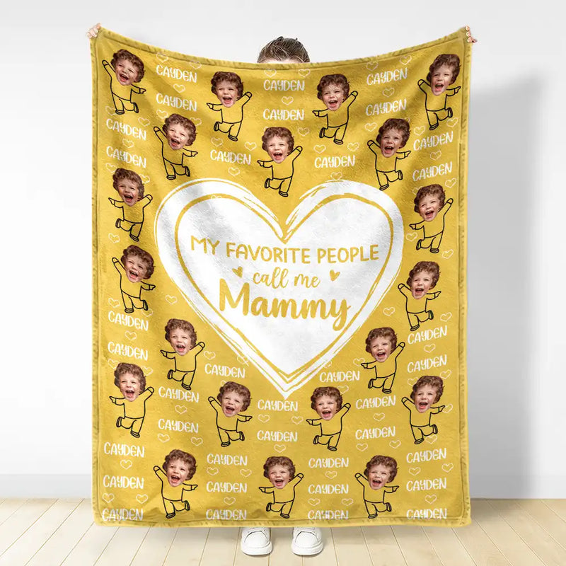 Custom Photo Funny Kid Faces For Grandma, Mom - Personalized Fleece Blanket, Sherpa Blanket