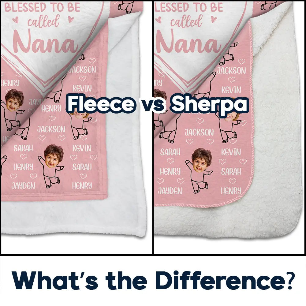Custom Photo Funny Kid Faces For Grandma, Mom - Personalized Fleece Blanket, Sherpa Blanket