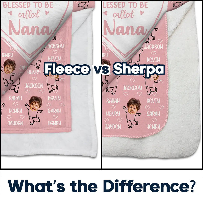 Custom Photo Funny Kid Faces For Grandma, Mom - Personalized Fleece Blanket, Sherpa Blanket