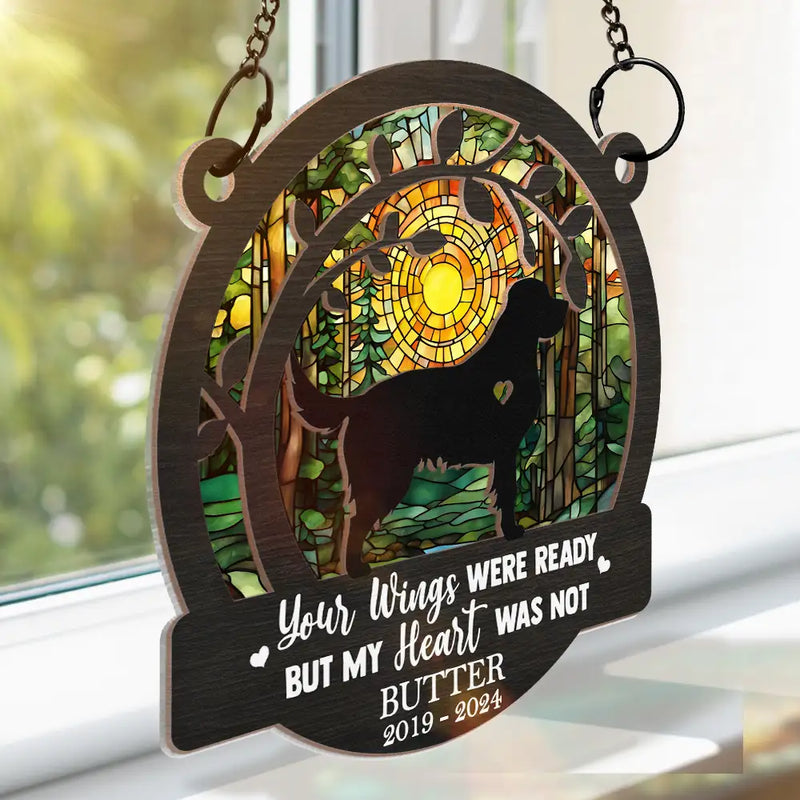 Memorial Dog You Left Paw Prints On My Heart - Personalized Window Hanging Suncatcher Ornament