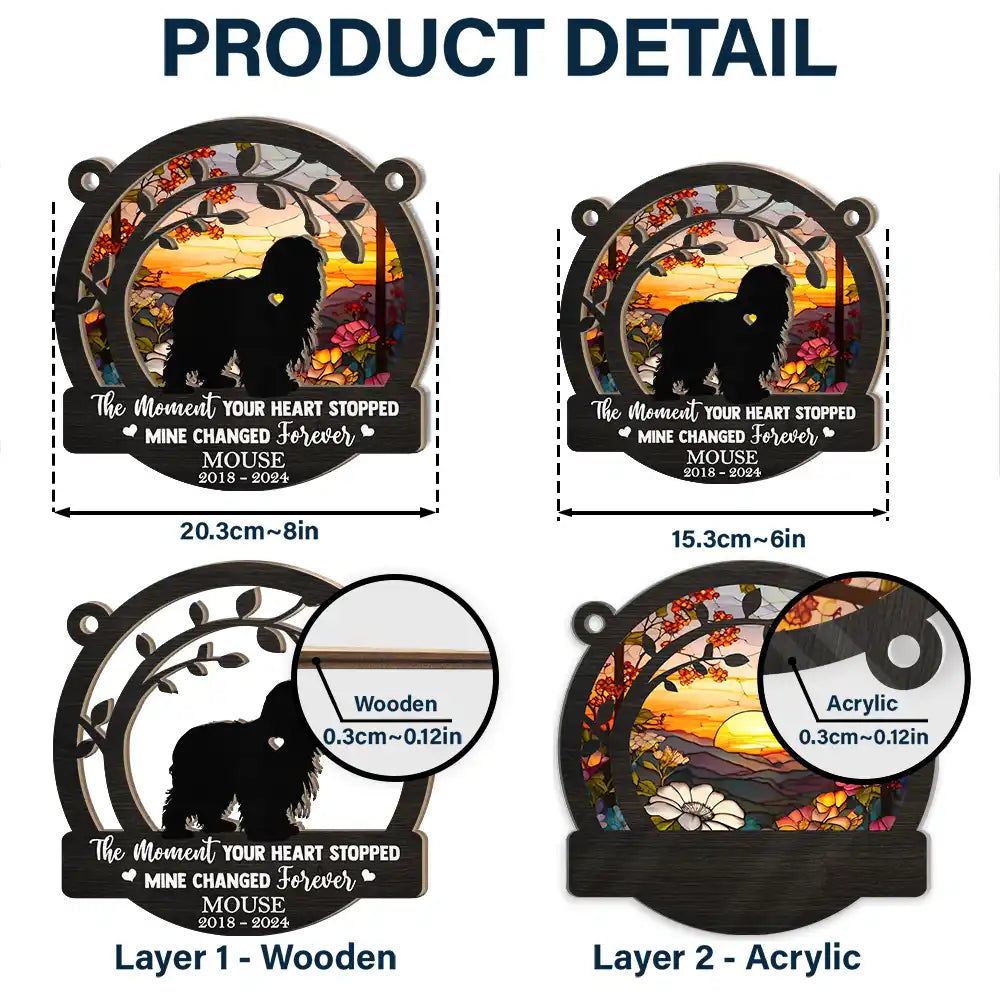 Memorial Dog You Left Paw Prints On My Heart - Personalized Window Hanging Suncatcher Ornament