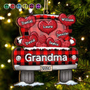 Décoration en bois personnalisée représentant un camion de chargement de cœurs pour maman, papa, grand-mère et grand-père