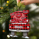Décoration en bois personnalisée représentant un camion de chargement de cœurs pour maman, papa, grand-mère et grand-père