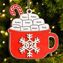 Christmas Hot Cocoa Family Names - Personalized 2-Layered Wooden Ornament