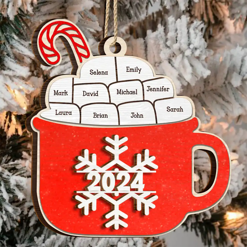 Christmas Hot Cocoa Family Names - Personalized 2-Layered Wooden Ornament