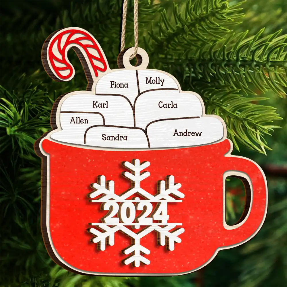 Christmas Hot Cocoa Family Names - Personalized 2-Layered Wooden Ornament