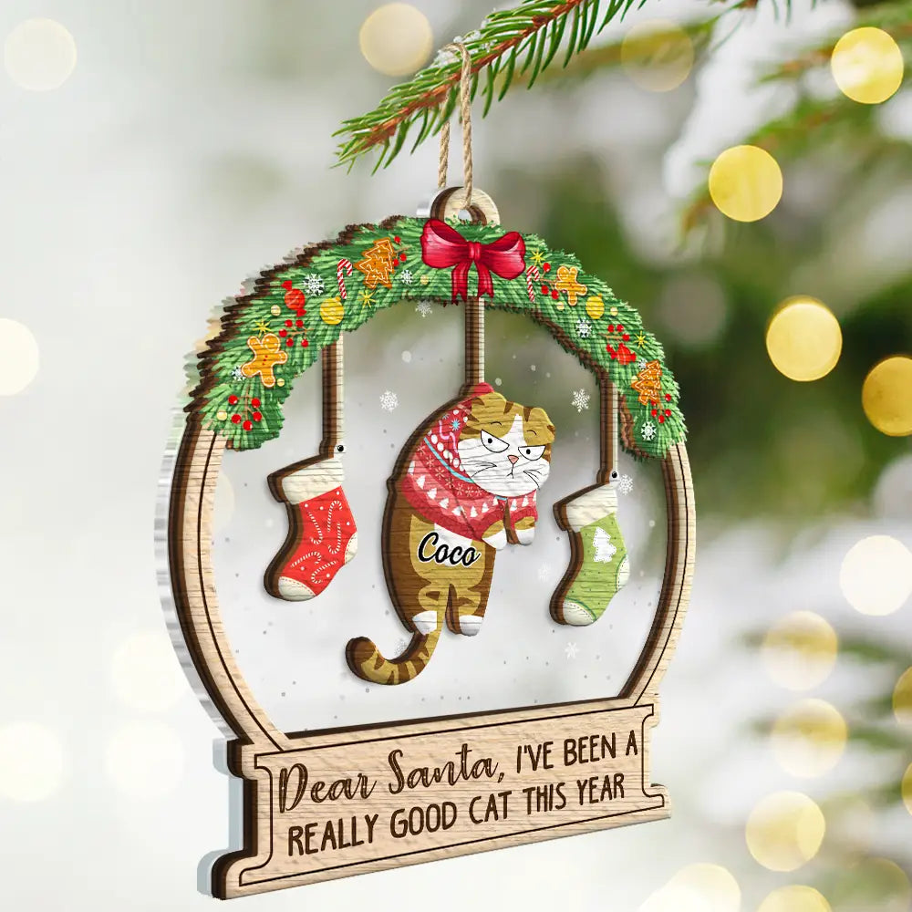Christmas Is This Jolly Enough Hanging Cats - Personalized 2-Layered Mix Ornament