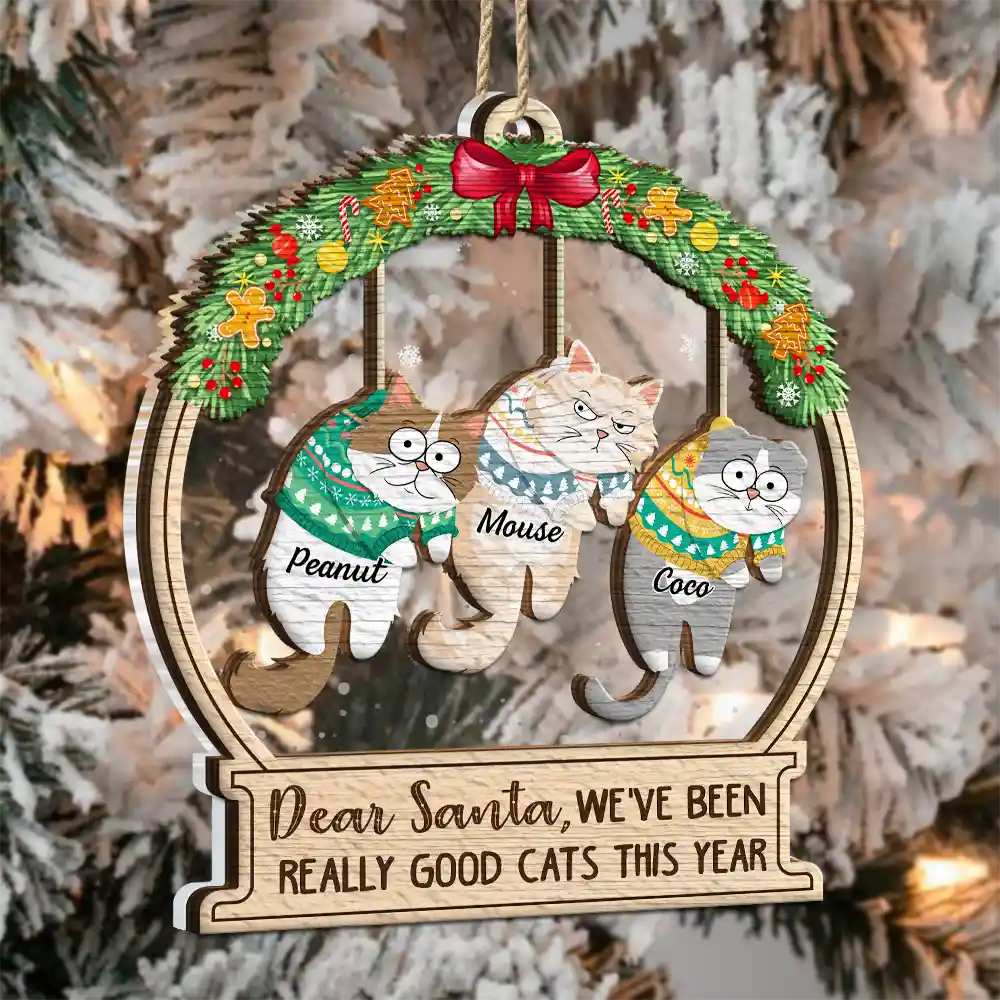 Christmas Is This Jolly Enough Hanging Cats - Personalized 2-Layered Mix Ornament