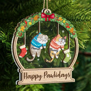 Christmas Is This Jolly Enough Hanging Cats - Personalized 2-Layered Mix Ornament