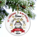 Cat's First Christmas - 3D Inflated Effect Printed Ornament, Personalized Circle Ceramic Ornament