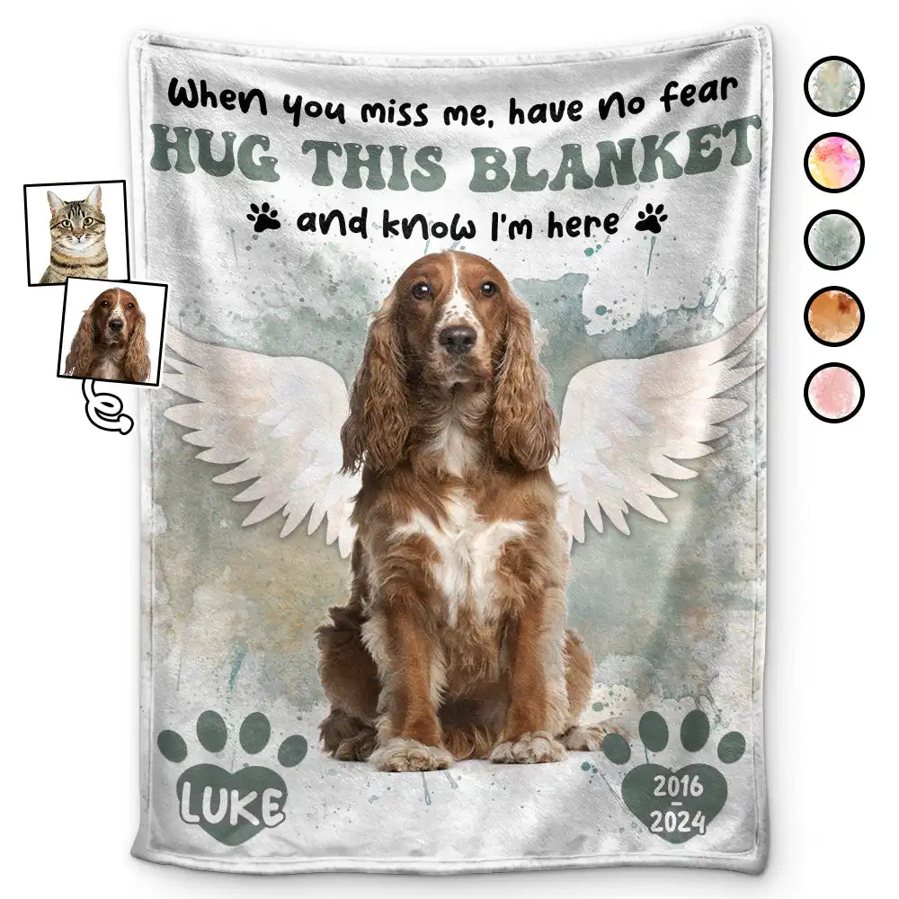 Couverture photo personnalisée pour chien et chat « Quand tu me manques » - Couverture polaire personnalisée, couverture Sherpa