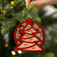 Sapin de Noël avec noms de famille - Décoration en bois personnalisée à 2 couches 