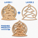 Sapin de Noël avec noms de famille - Décoration en bois personnalisée à 2 couches 
