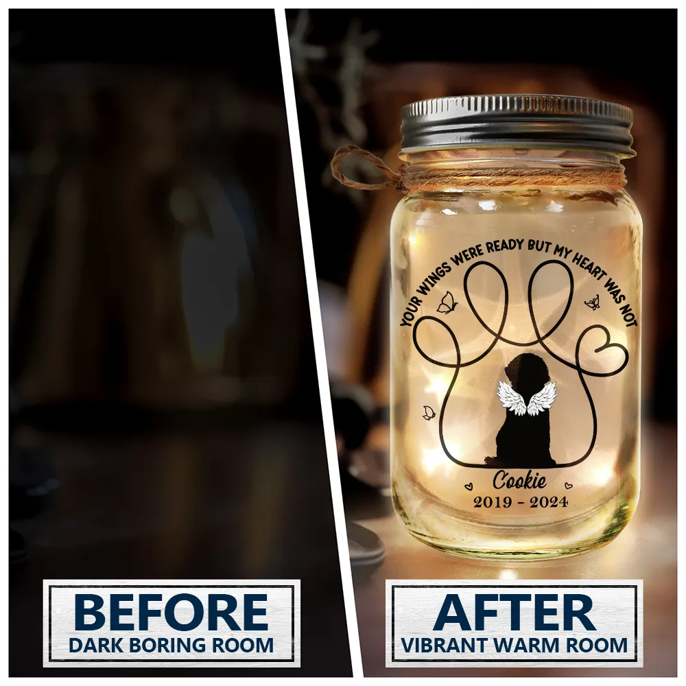 Memorial Dog You Left Paw Prints On My Heart - Personalized Mason Jar Light